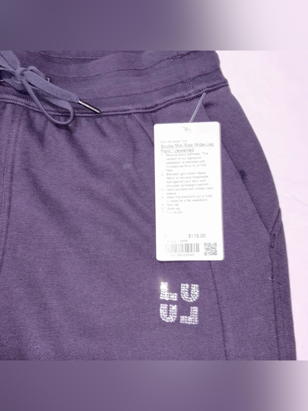 NWT LULULEMON MEDIUM SCUBA MID RISE WIDE LEG PANT*JEWELED ATOMIC PURPLE $118